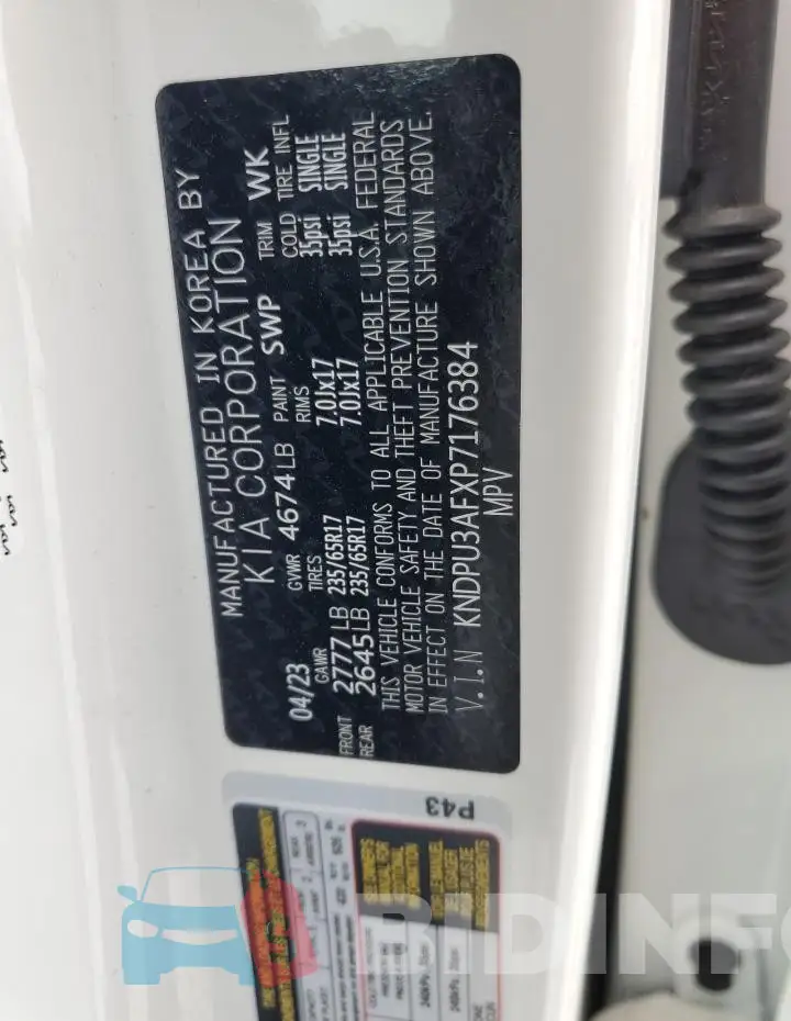 KNDPU3AFXP7176384 Photo# 13