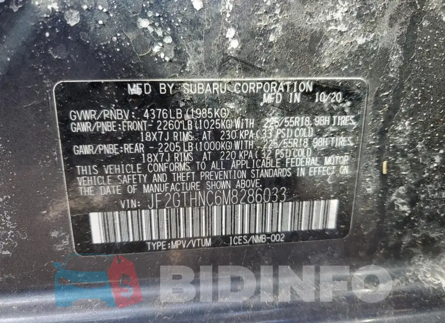 JF2GTHNC6M8286033 Photo# 13