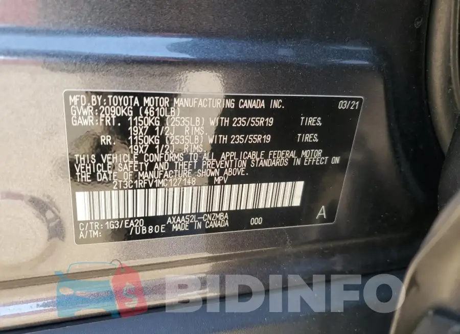 2T3C1RFV1MC127148 Photo# 13