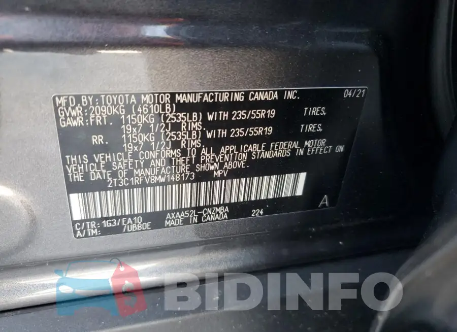 2T3C1RFV8MW148173 Photo# 13