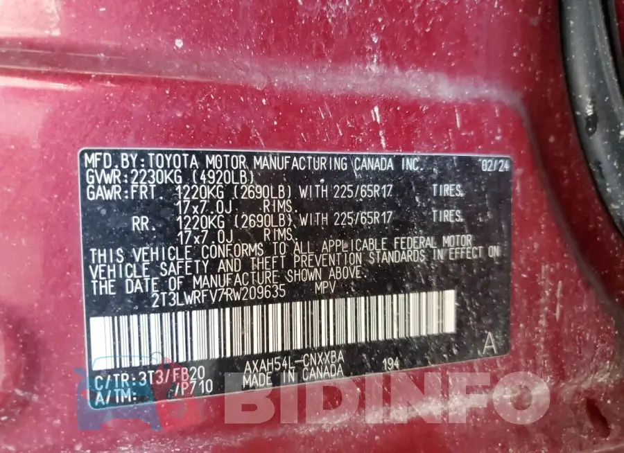 2T3LWRFV7RW209635 Photo# 14