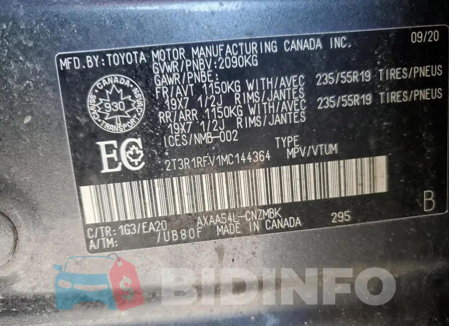 2T3R1RFV1MC144364 Photo# 13