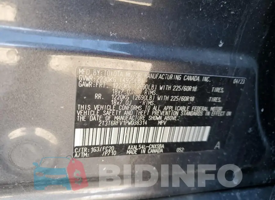 2T3T6RFV1PW038314 Photo# 14