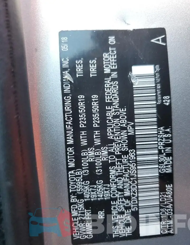 5TDXZ3DC1JS951963 Photo# 13