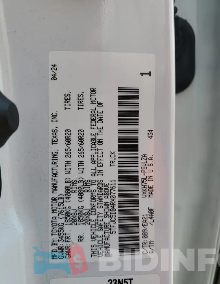 5TFJC5DB4RX077611 Photo# 12
