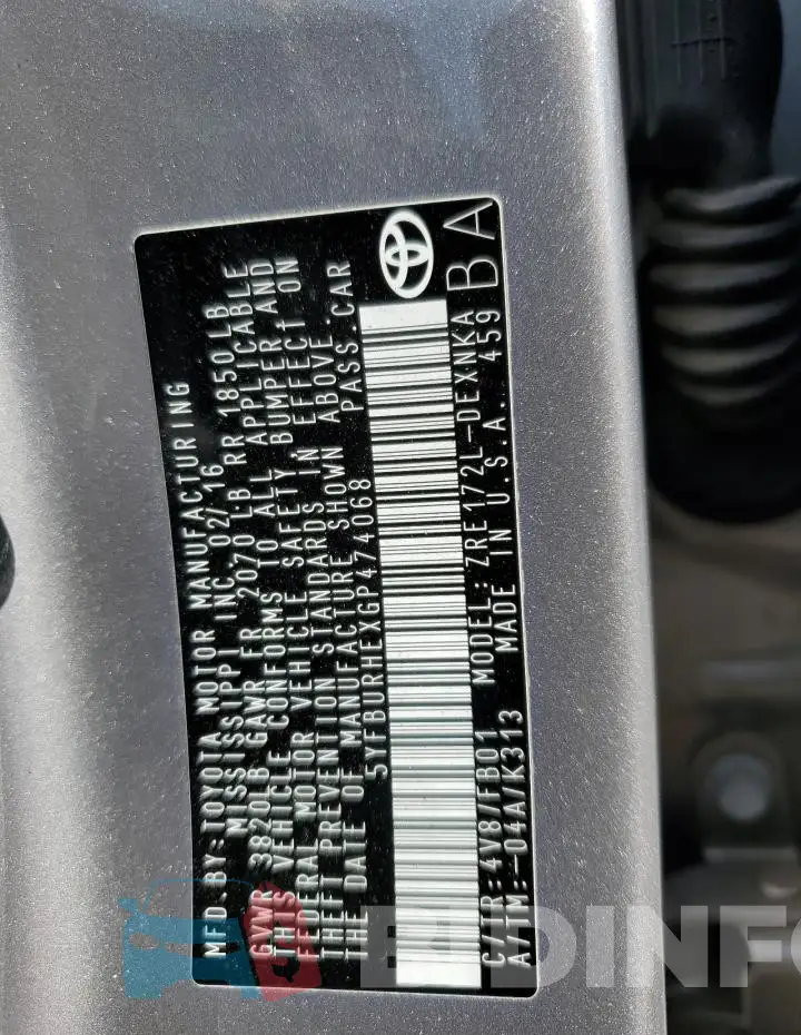 5YFBURHEXGP474068 Photo# 12