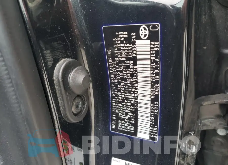 5YFEPMAE2NP352710 Photo# 12