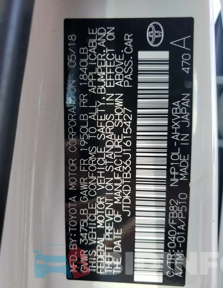 JTDKDTB36J1615427 Photo# 12