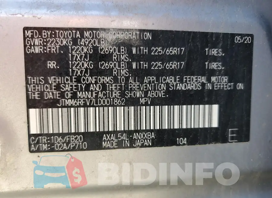 JTMM6RFV7LD001862 Photo# 13