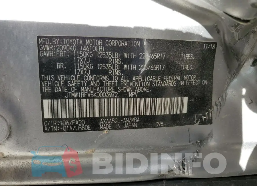 JTMW1RFV5KD003972 Photo# 14