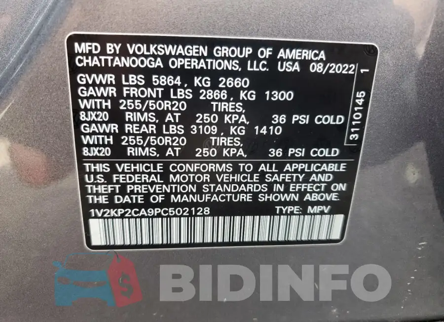 1V2KP2CA9PC502128 Photo# 14
