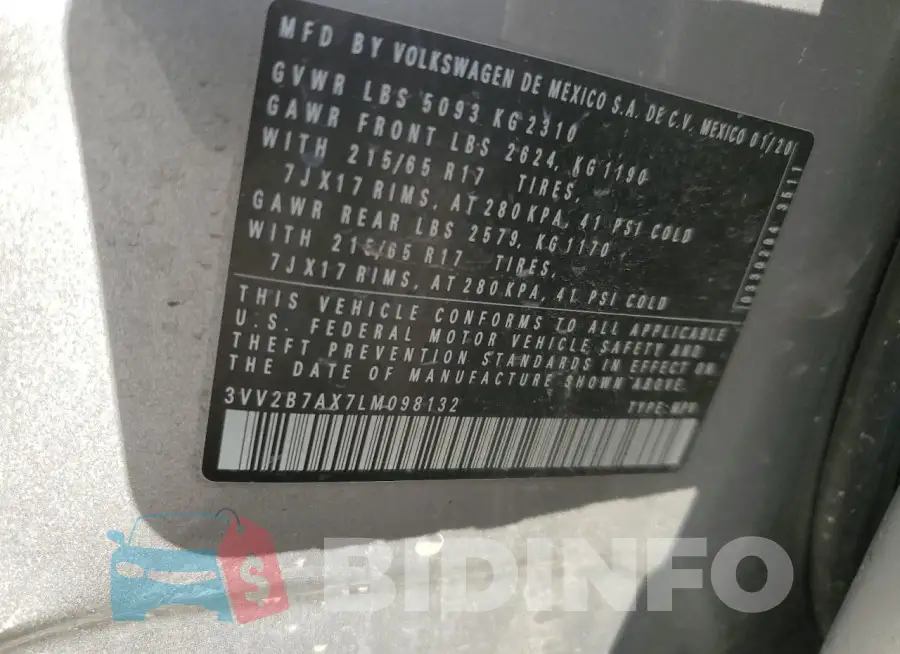 3VV2B7AX7LM098132 Photo# 13