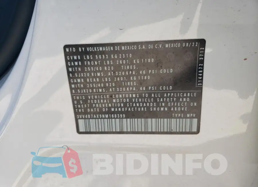 3VV4B7AX9NM168399 Photo# 13