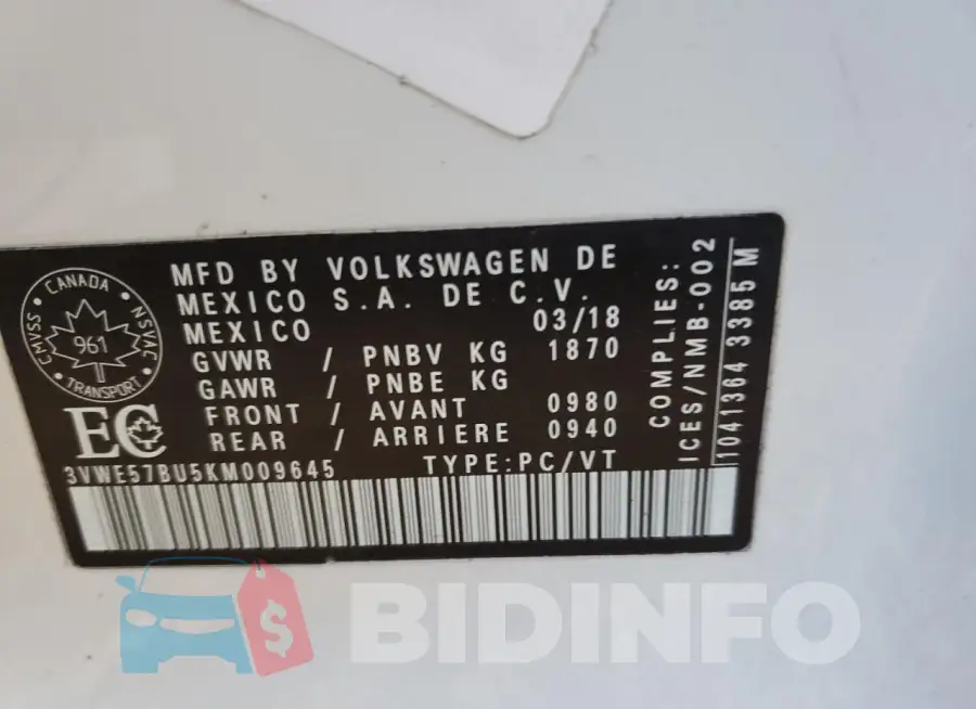 3VWE57BU5KM009645 Photo# 12
