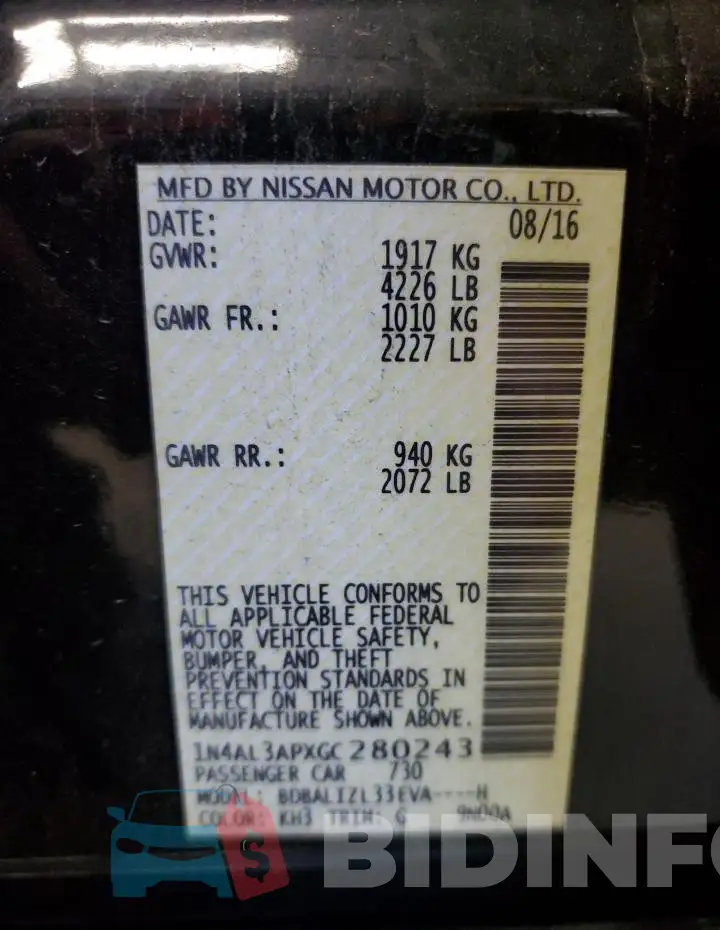 1N4AL3APXGC280243 Photo# 12