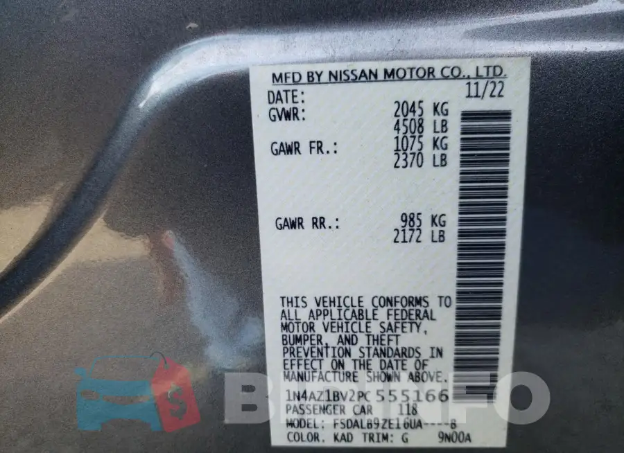 1N4AZ1BV2PC555166 Photo# 13