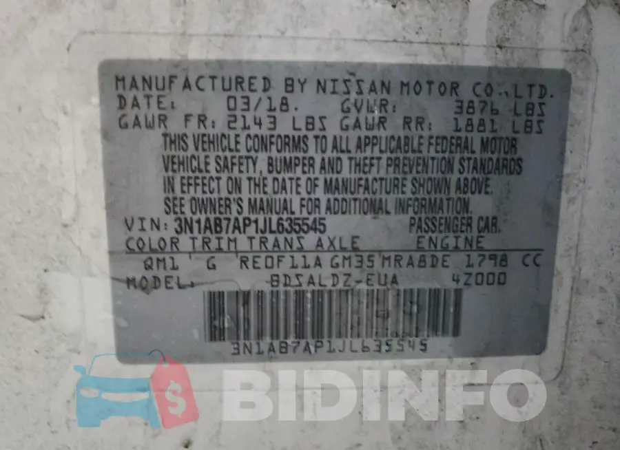 3N1AB7AP1JL635545 Photo# 12