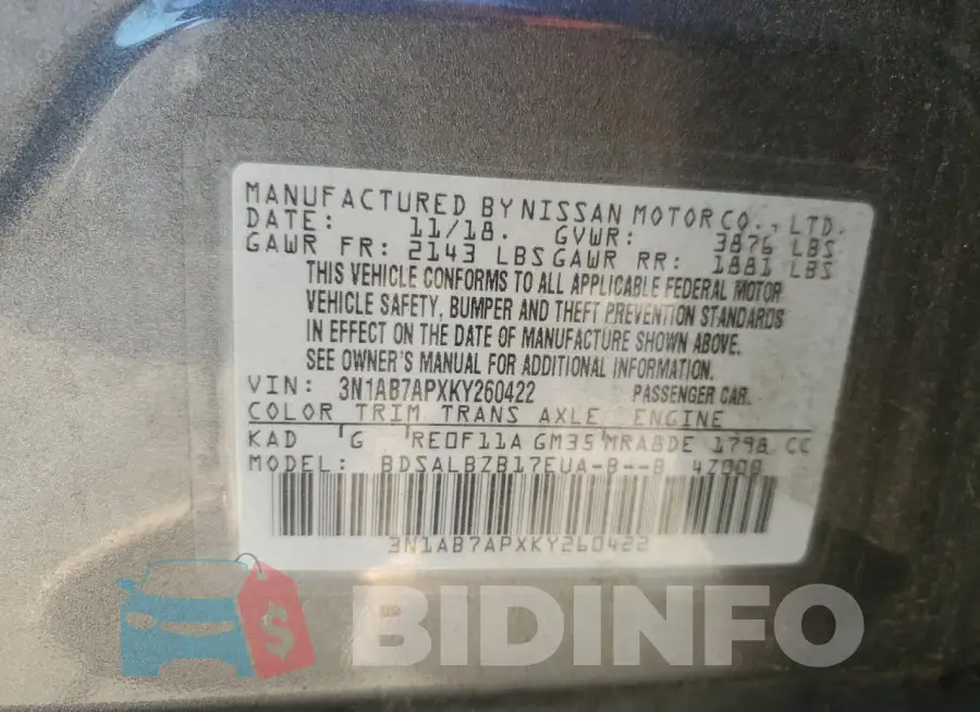 3N1AB7APXKY260422 Photo# 12