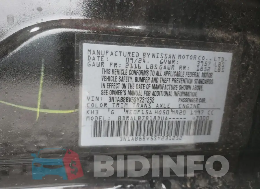 3N1AB8BV5SY231252 Photo# 12