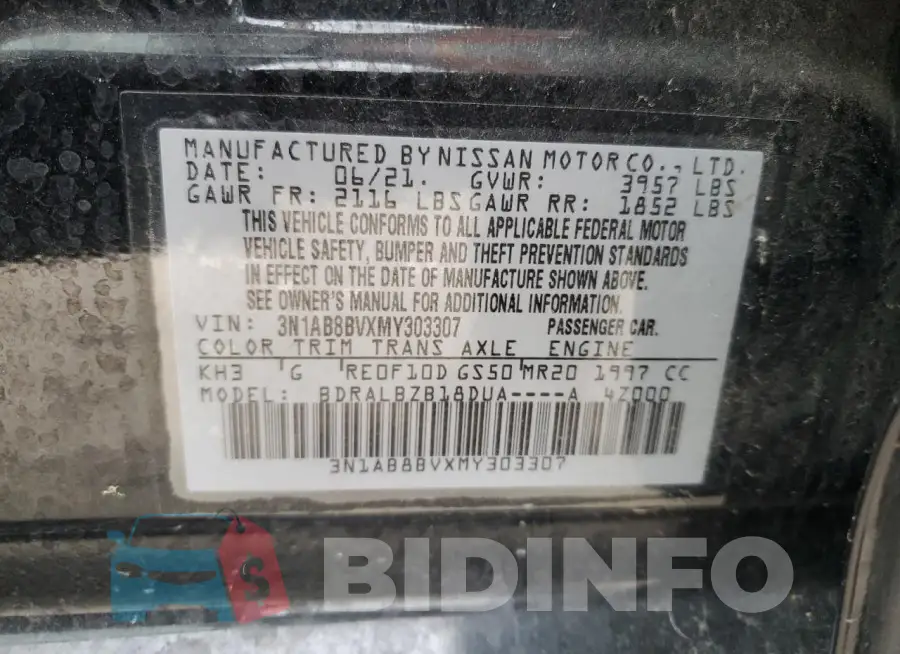 3N1AB8BVXMY303307 Photo# 12