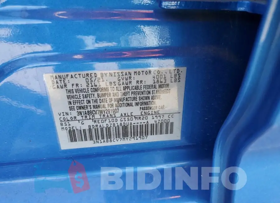 3N1AB8CV7MY291907 Photo# 12