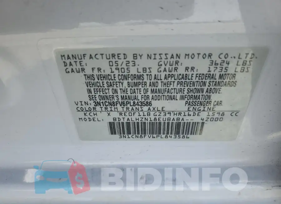 3N1CN8FV6PL843586 Photo# 12