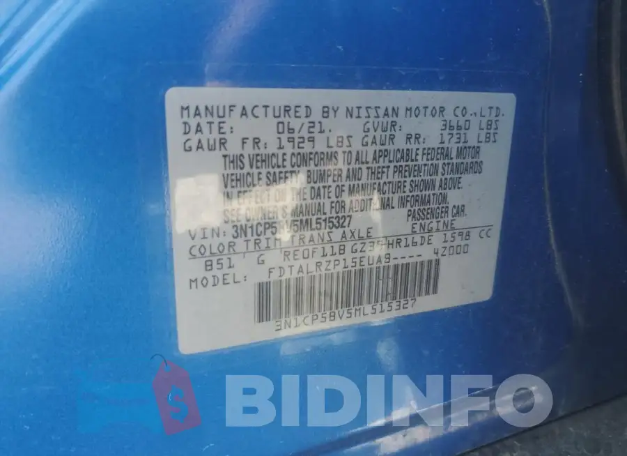 3N1CP5BV5ML515327 Photo# 13