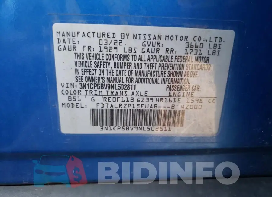3N1CP5BV9NL502811 Photo# 13