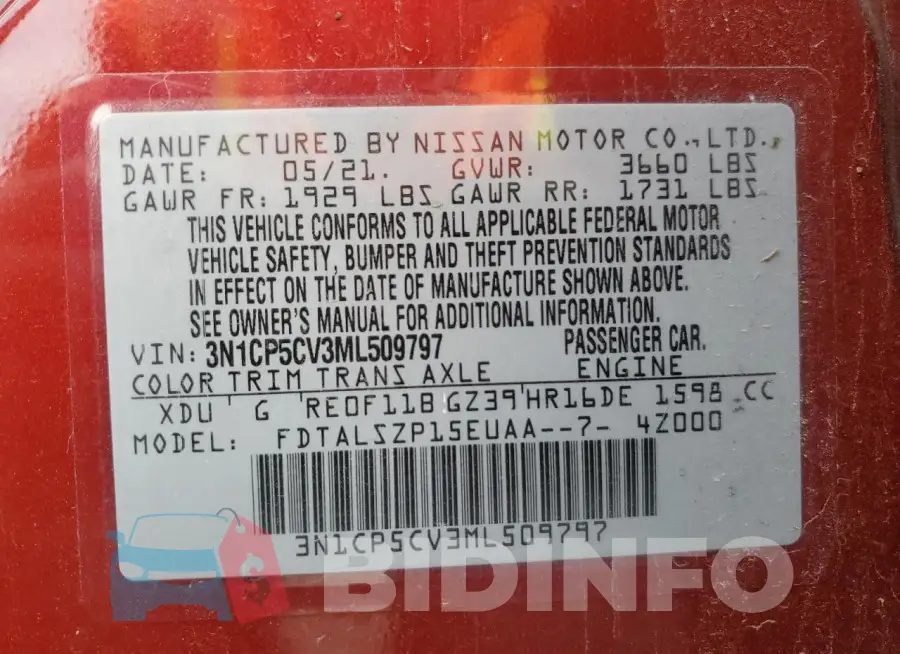 3N1CP5CV3ML509797 Photo# 14