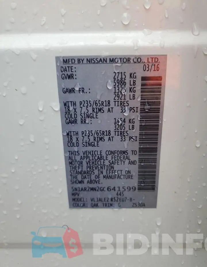 5N1AR2MN2GC641599 Photo# 13