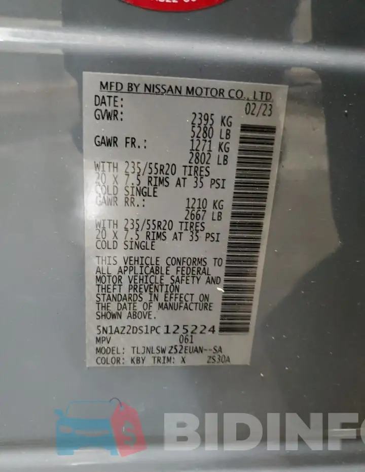 5N1AZ2DS1PC125224 Photo# 14