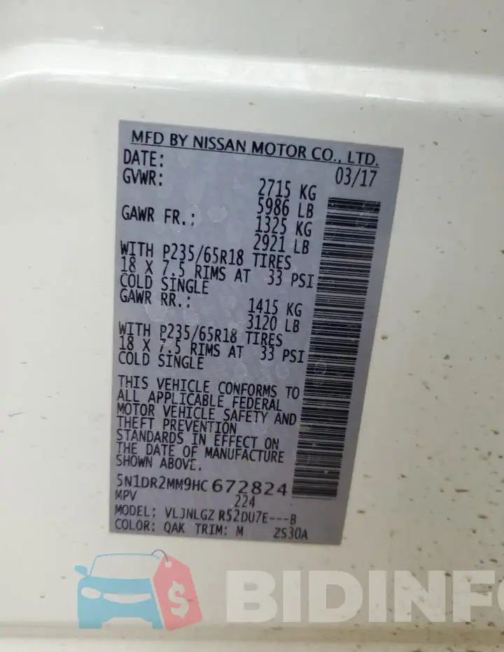 5N1DR2MM9HC672824 Photo# 14