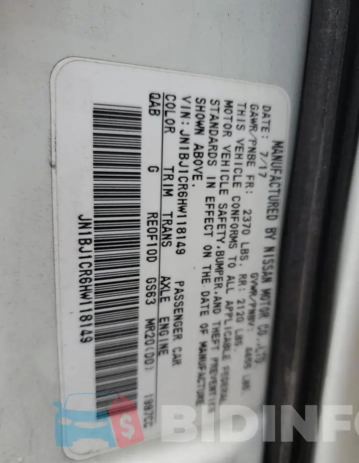 JN1BJ1CR6HW118149 Photo# 13