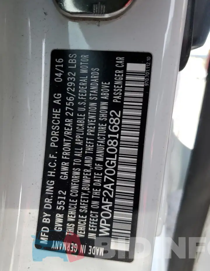 WP0AF2A70GL081682 Photo# 12