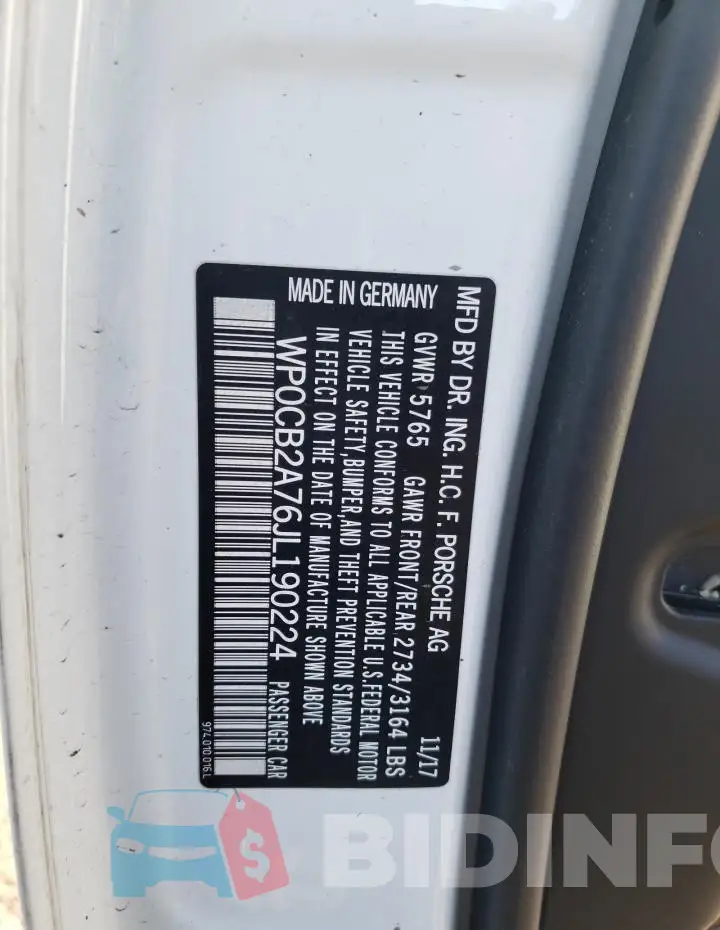 WP0CB2A76JL190224 Photo# 13