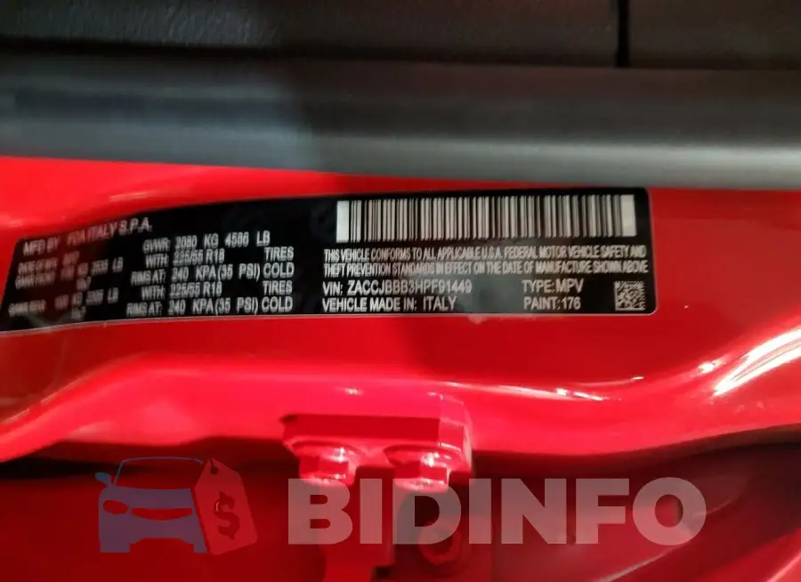 ZACCJBBB3HPF91449 Photo# 14
