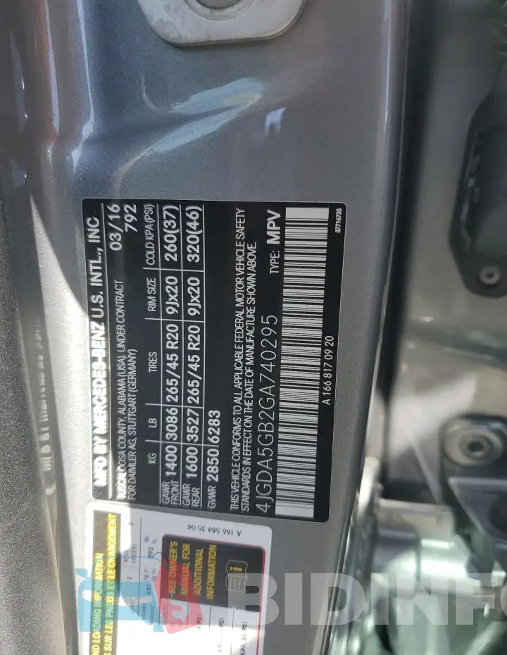 4JGDA5GB2GA740295 Photo# 13