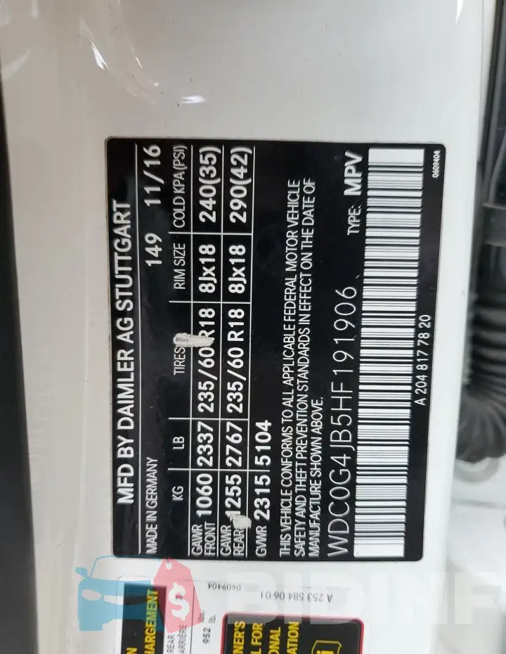 WDC0G4JB5HF191906 Photo# 13