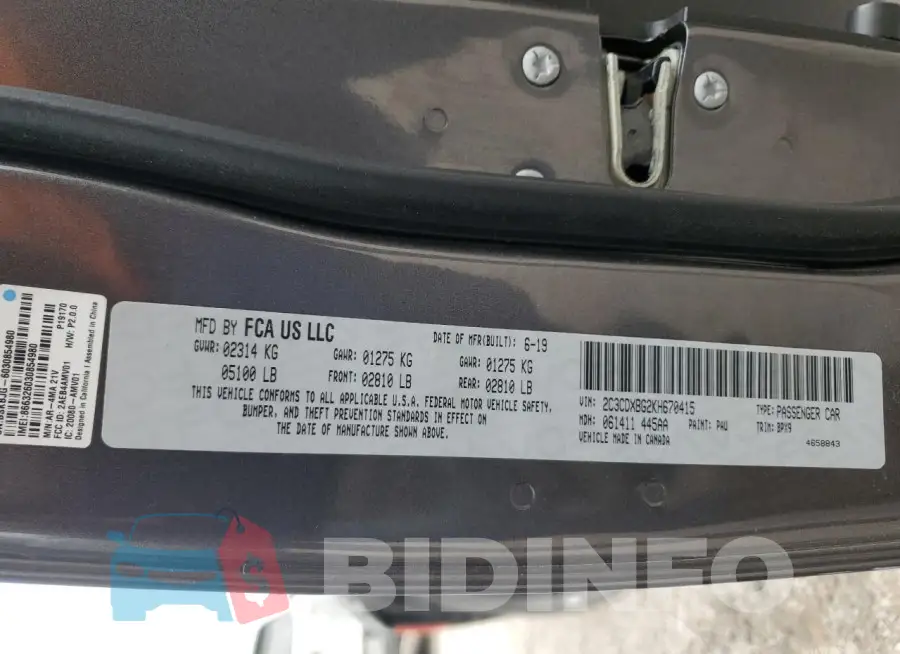 2C3CDXBG2KH670415 Photo# 12