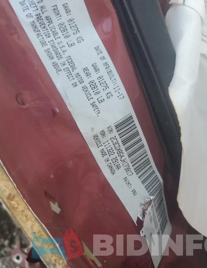2C3CDXBG4JH173817 Photo# 12