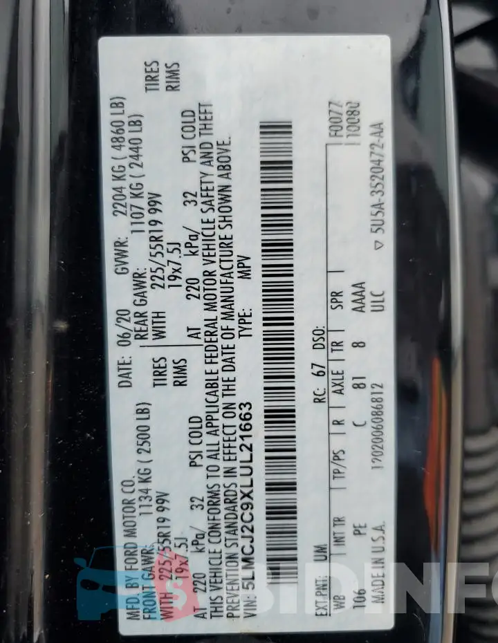 5LMCJ2C9XLUL21663 Photo# 13