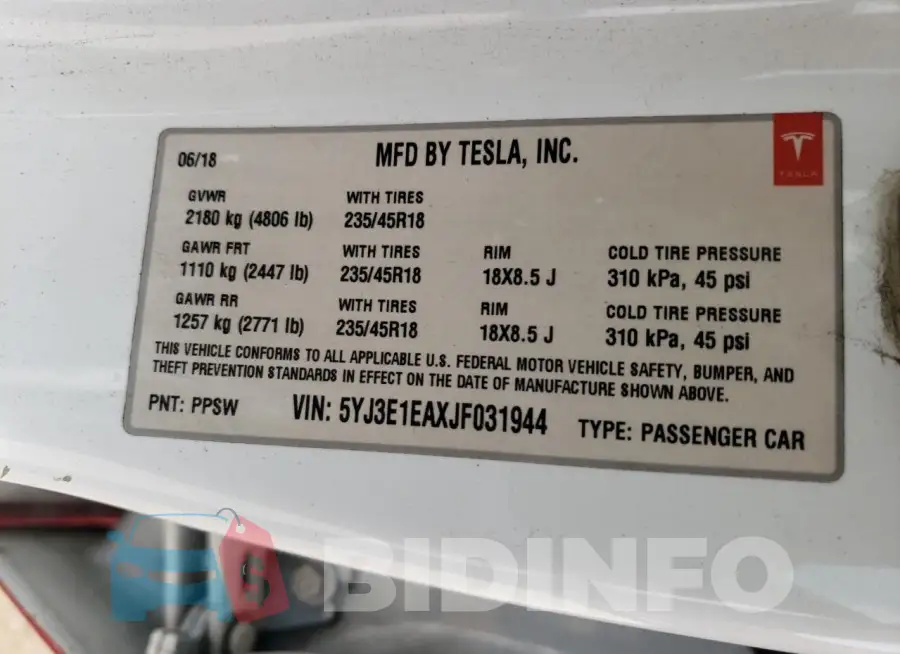5YJ3E1EAXJF031944 Photo# 12