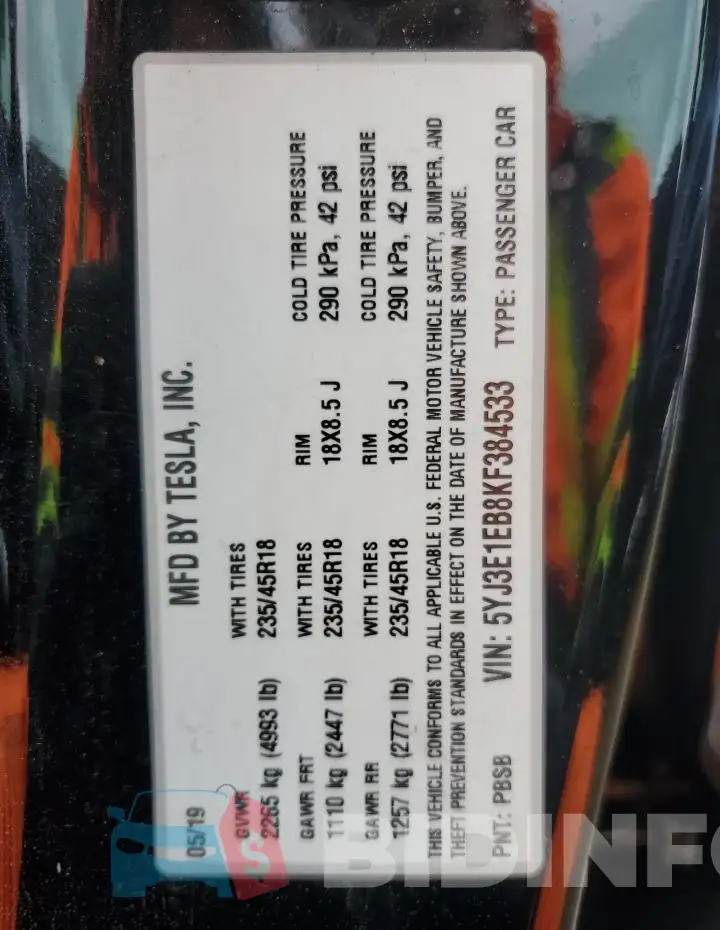 5YJ3E1EB8KF384533 Photo# 13