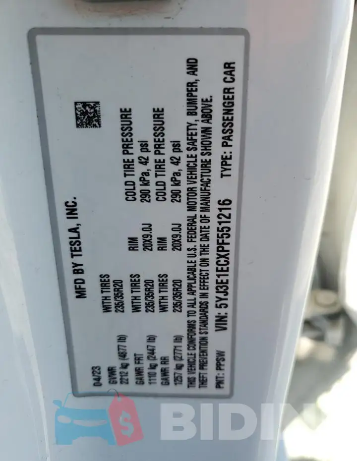 5YJ3E1ECXPF551216 Photo# 12