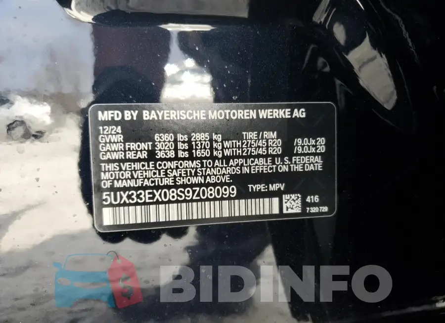 5UX33EX08S9Z08099 Photo# 14