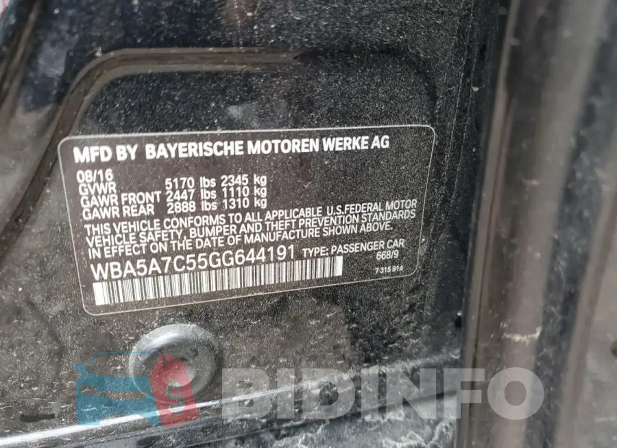 WBA5A7C55GG644191 Photo# 12