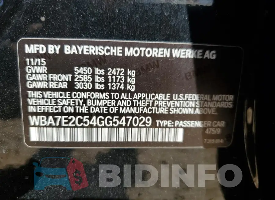 WBA7E2C54GG547029 Photo# 12
