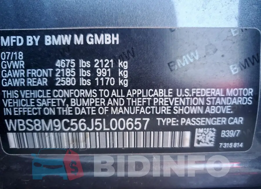WBS8M9C56J5L00657 Photo# 12