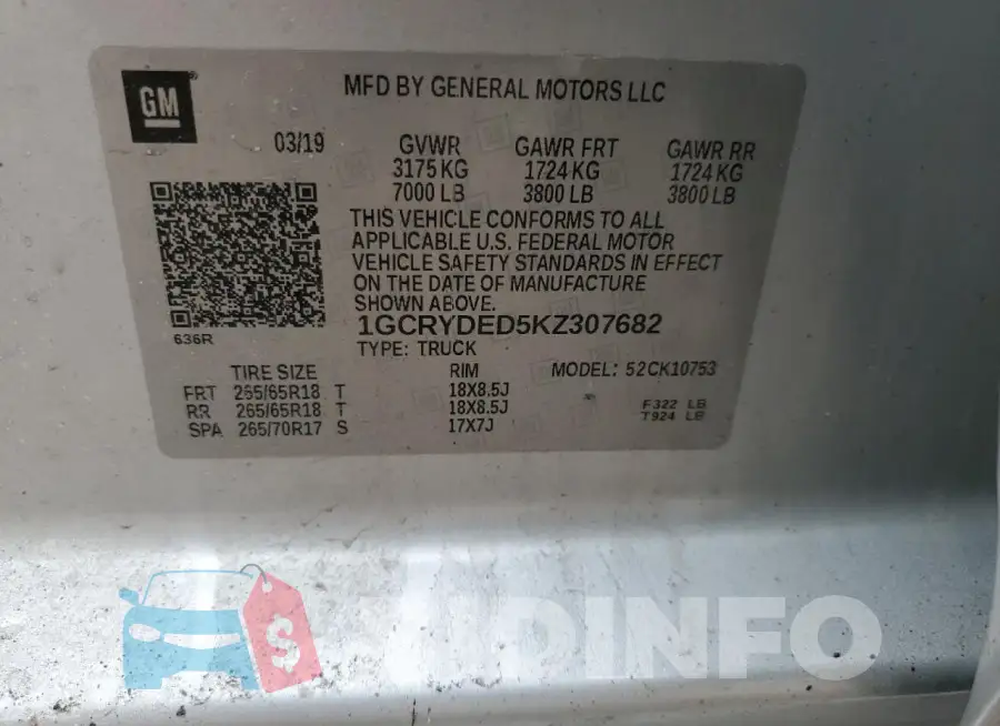 1GCRYDED5KZ307682 Photo# 13