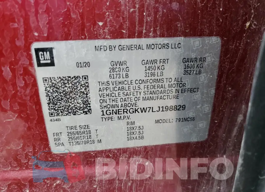 1GNERGKW7LJ198829 Photo# 13